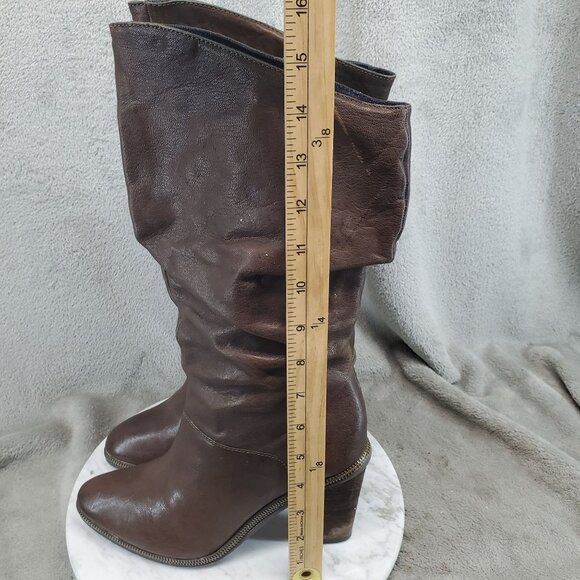 Calvin Klein Boots Womens Size 8.5 Brown Leather Makayla Slouchy Knee Boots - Picture 4 of 12